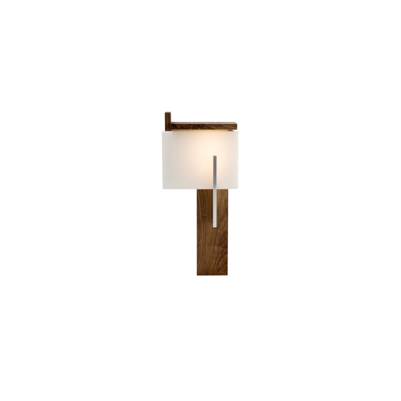 Oris LED Flush Mounted Sconce, Brushed Aluminum/Dark Stained Walnut, Oiled Walnut, 3500K