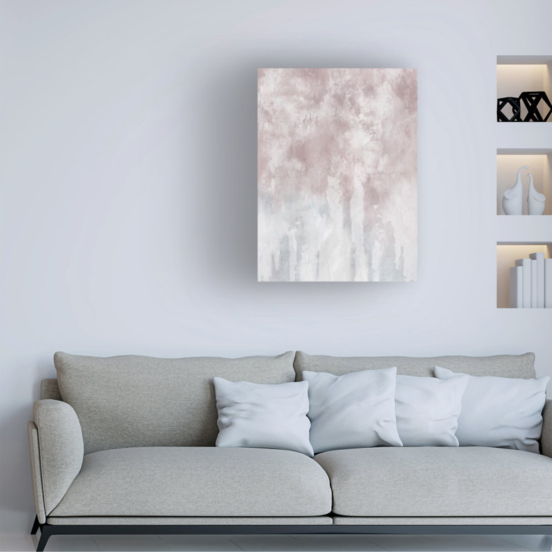 Art sur toile, "Lignes bologniques et rose brossé", H 14 po x l 19 po
