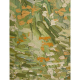 Abstract Area Rug in Green/Orange