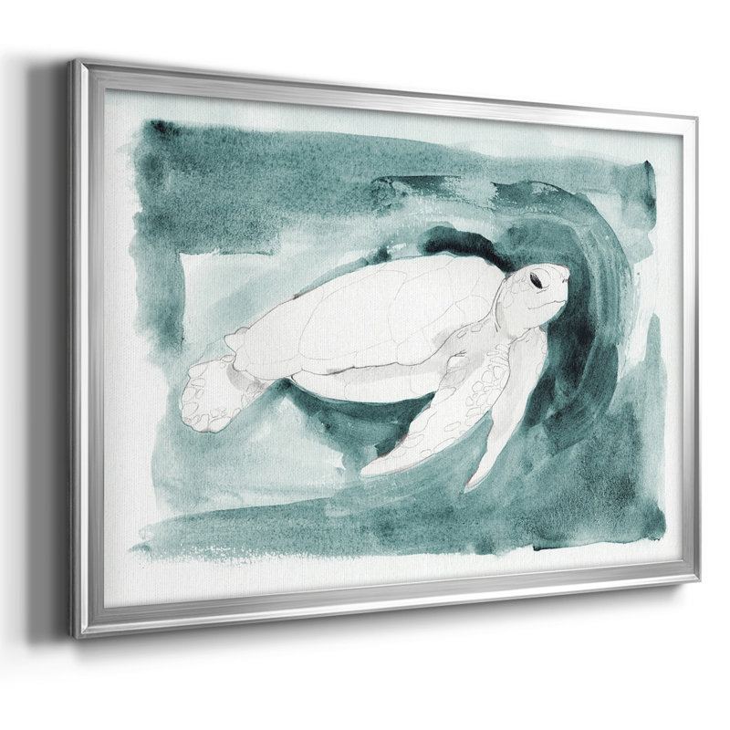 "Sea Turtle", reproduction d'art sur toile encadrée, H 30 po x l 44 po x P 1,5 po, Argent