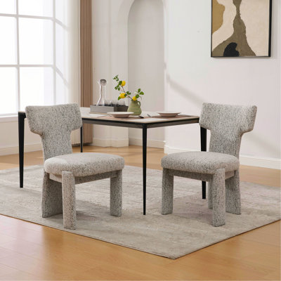 Ensemble de 4 chaises de salle à manger rembourrées en chenille de 22,05 po de largeur avec pieds en bois d'hévéa, chaises d'appoint incurvées à dossier courbé pour le salon, la chambre à coucher, le restaurant, les cafés, la salle à manger et la réception