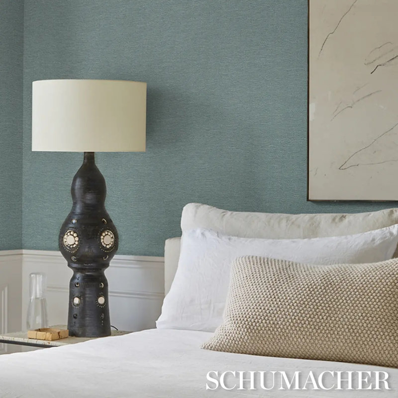 Schumacher x Patterson Flynn Linen Plissé Wallpaper, Blue
