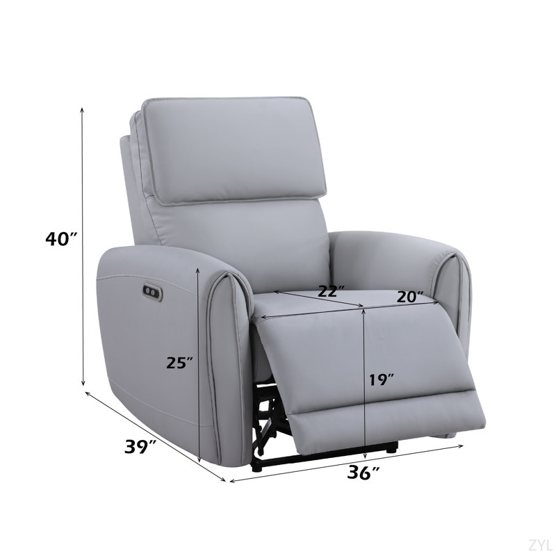 Fauteuil inclinable électrique en cuir synthétique Jeromie avec port USB