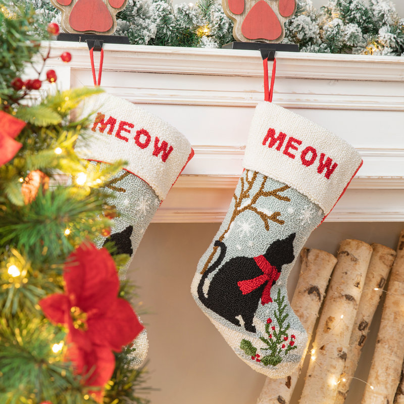 20.00"L Hooked Stocking, Cat