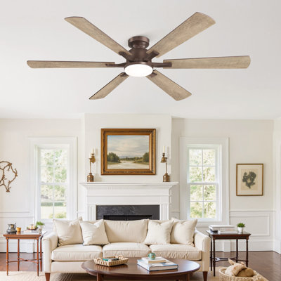  Cissline 52" Oil Rubbed Bronze Flush Mount Modern Ceiling Fan with Light and Remote for Bedromm/Living Room/Dinning Room
