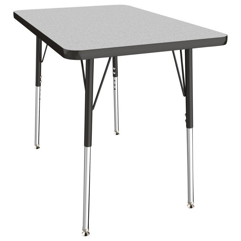 Table d'activité rectangulaire à hauteur réglable en forme de T, 24 po x 36 po, Gris / Noir, Roulement pivotant standard