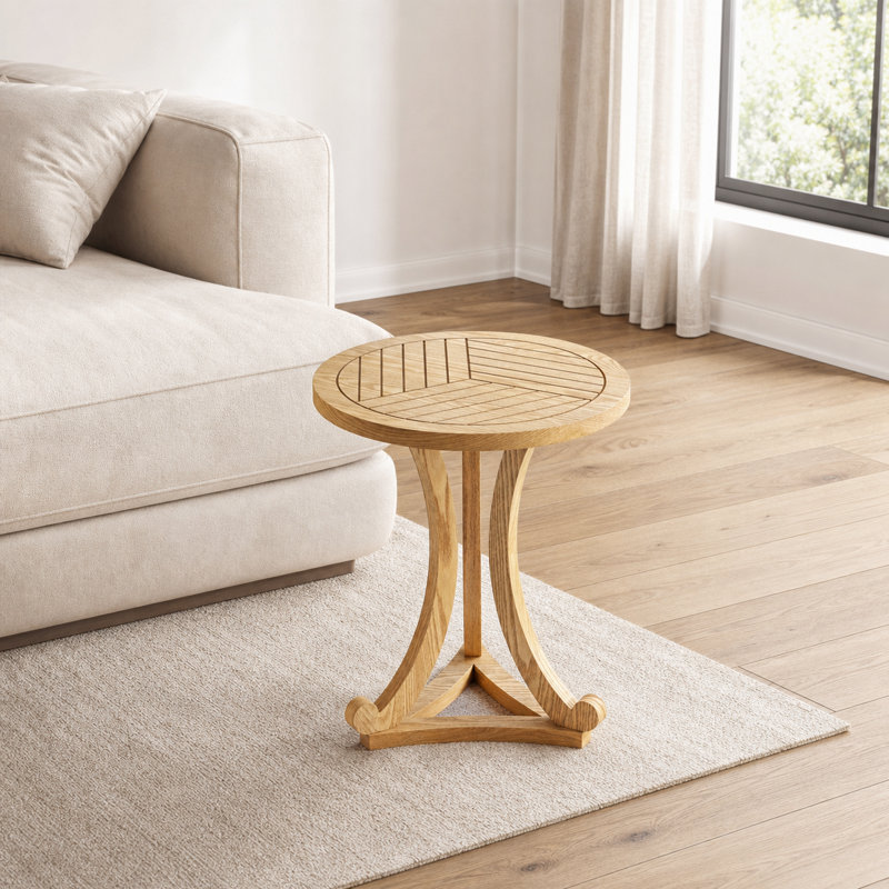 Table d'appoint ronde contemporaine avec trépied courbé - Table d'appoint compacte