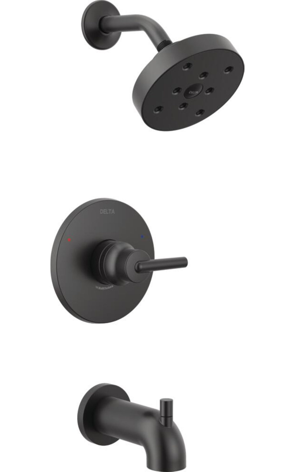 Trinsic 14 Series Single-Function Tub Shower Faucet Set, H2Okinetic Shower Valve Trim Kit, Matte Black
