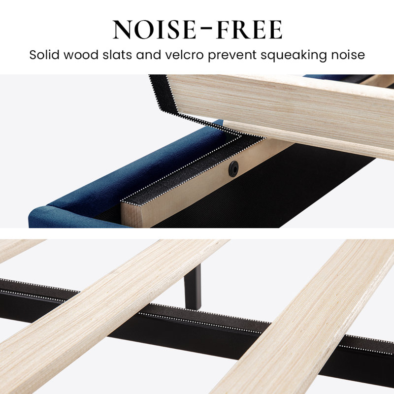 Dunphy Velvet Upholstered Platform Bed - Adjustable