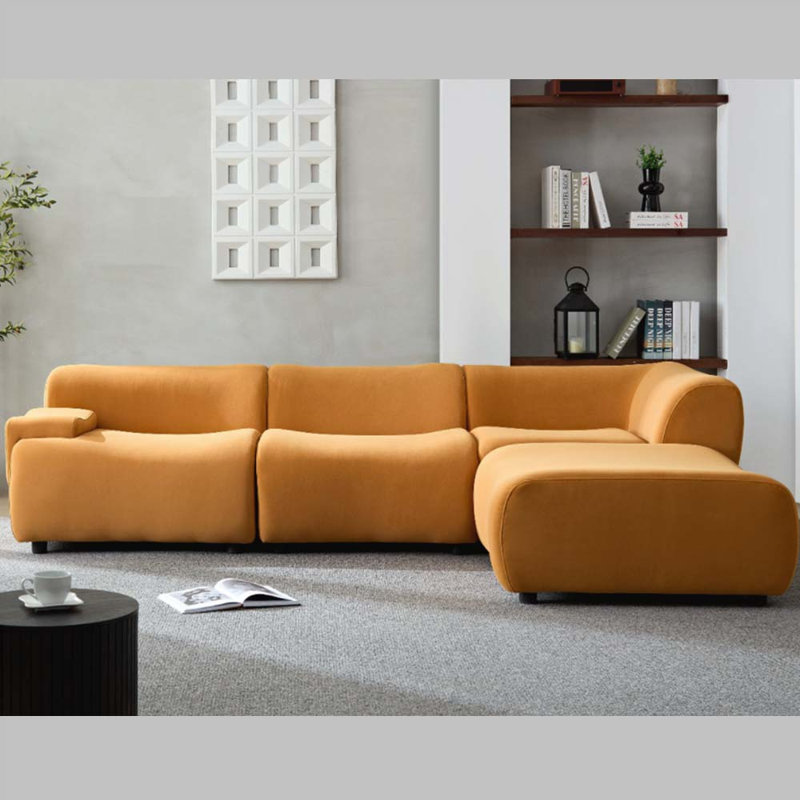 Ronique Upholstered 144.29 " Fabric Sectional, Orange Fabric