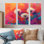 Neon Dandelion Burst in Bright Neon Pop Art II - Art mural pissenlit - ensemble de 3