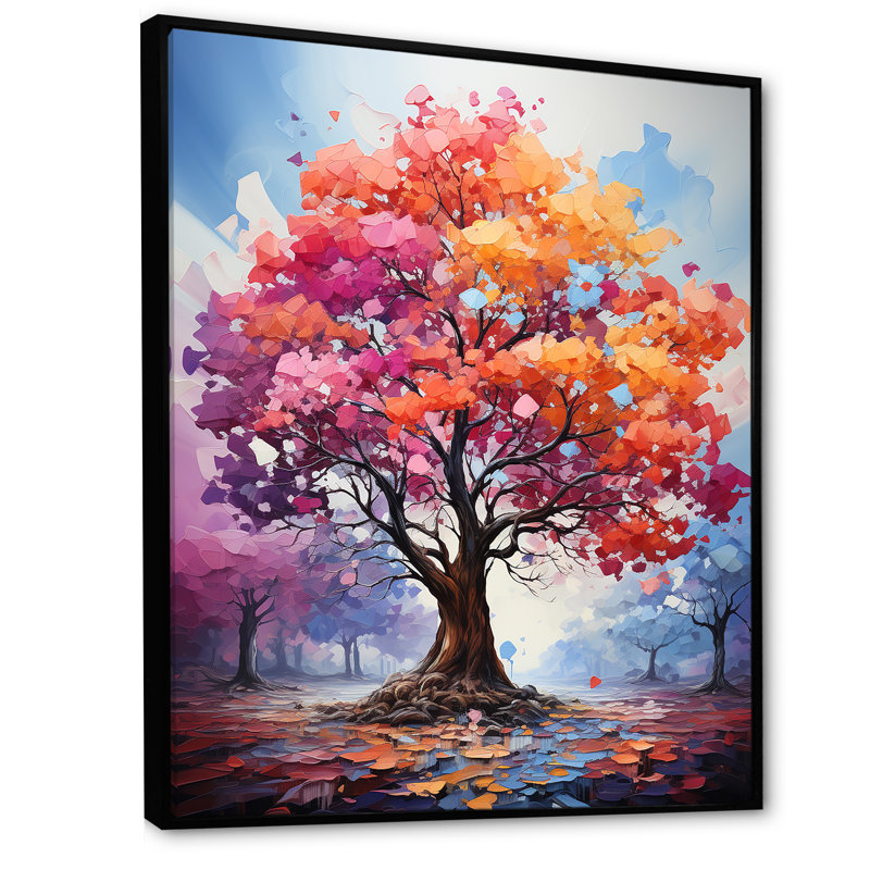 " Bright Colors Maple Trees II ", Black Floater Frame, 44" H x 34" W x 1.5" D