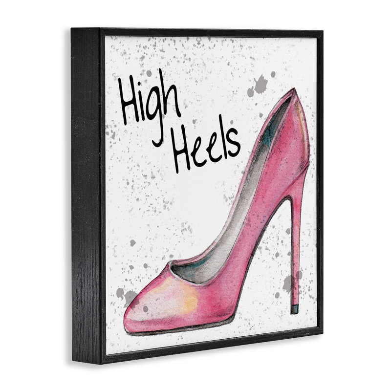 Art à giclée rose à talons hauts par Levison Design, H 12 po x l 12 po, Giclée encadrée noir minuit