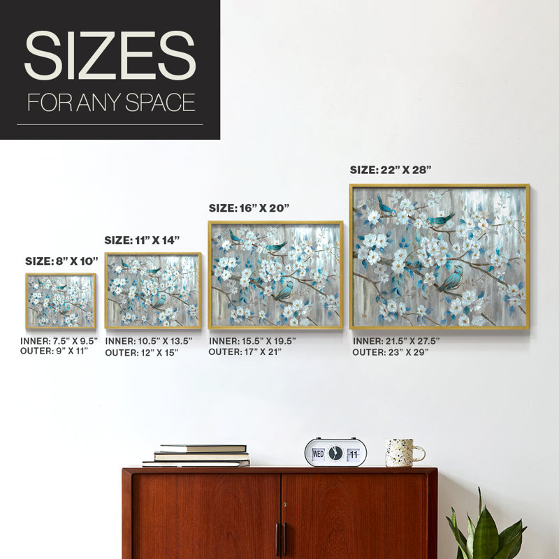 Teal Birds -Framed Print - Restickable