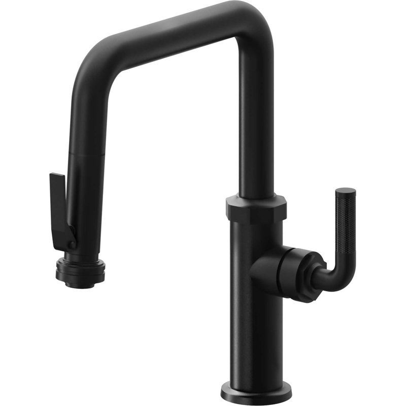 Descanso Kitchen Pull-Down Kitchen Faucet with Squeeze Sprayer - Quad Spout, Matte Black