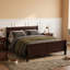 Lit double en bois avec tête de lit assortie et lattes de bois stables (couleur espresso)-331946990-331946991