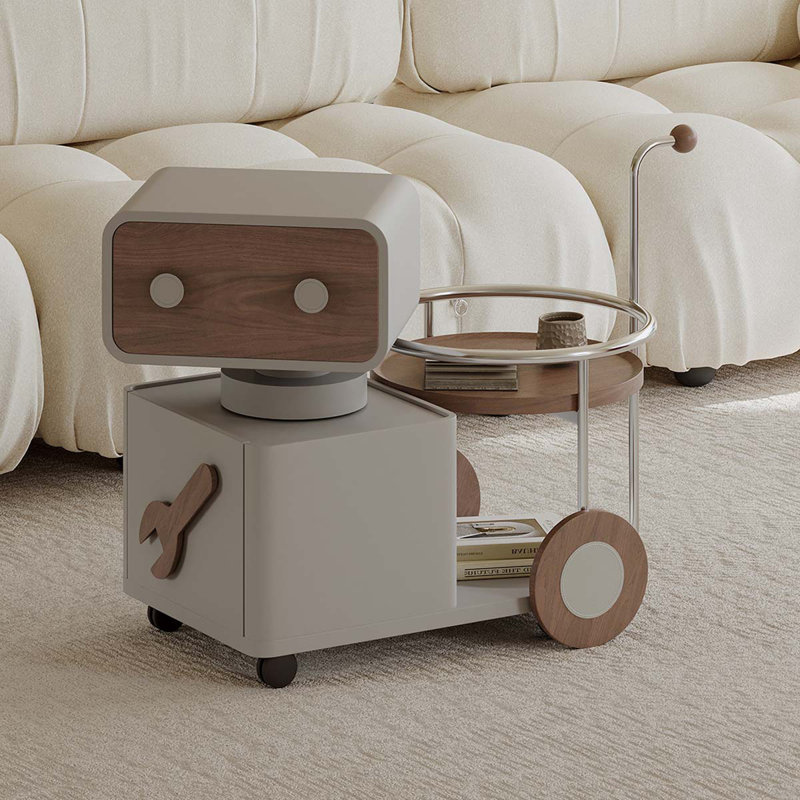Modern Creative White Robot Multifunctional Rotating Movable Side Table