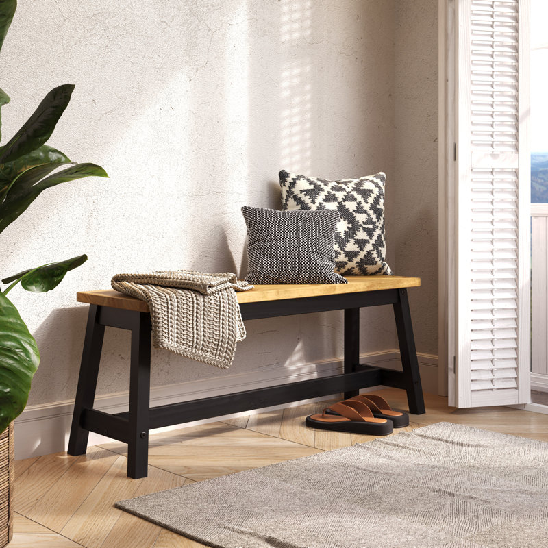 Staton Solid Wood Bench, 45.50 x 122.50 x 31.50cm, Black