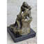 Statue de sculpture en marbre signée Rodin Kiss, amour romantique, bronze