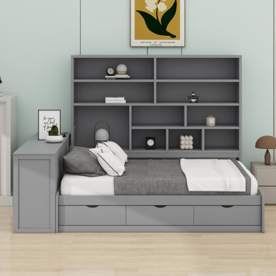 Daybed With Drawers ,Desk ,Shelves And Lights