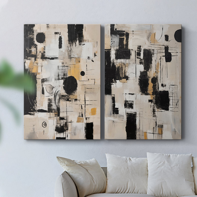 ABSTRACT Series CECXCIV - Toile tendue avec châssis de qualité supérieure - Prêt à être accroché, H 18 po x l 24 po