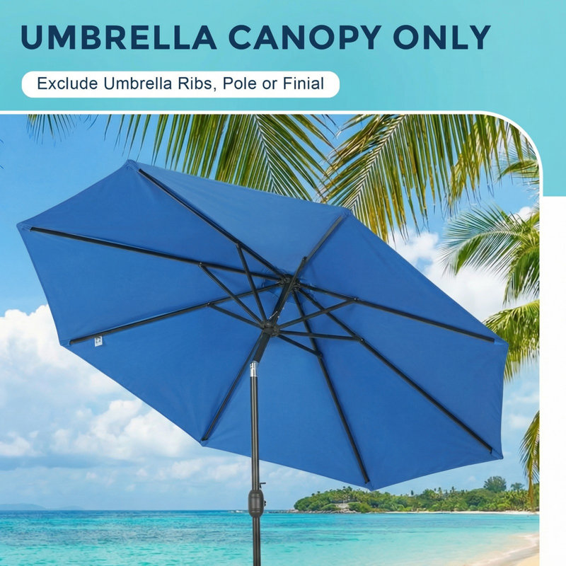 3M Market Parasol Canopy Replacement for 8 Ribs Patio Umbrella, Royal Blue