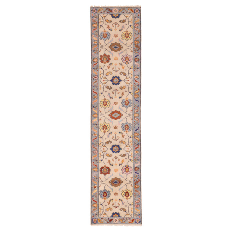 Tapis crème moderne Oushak 2 pi 6 po x 11 pi 7 po