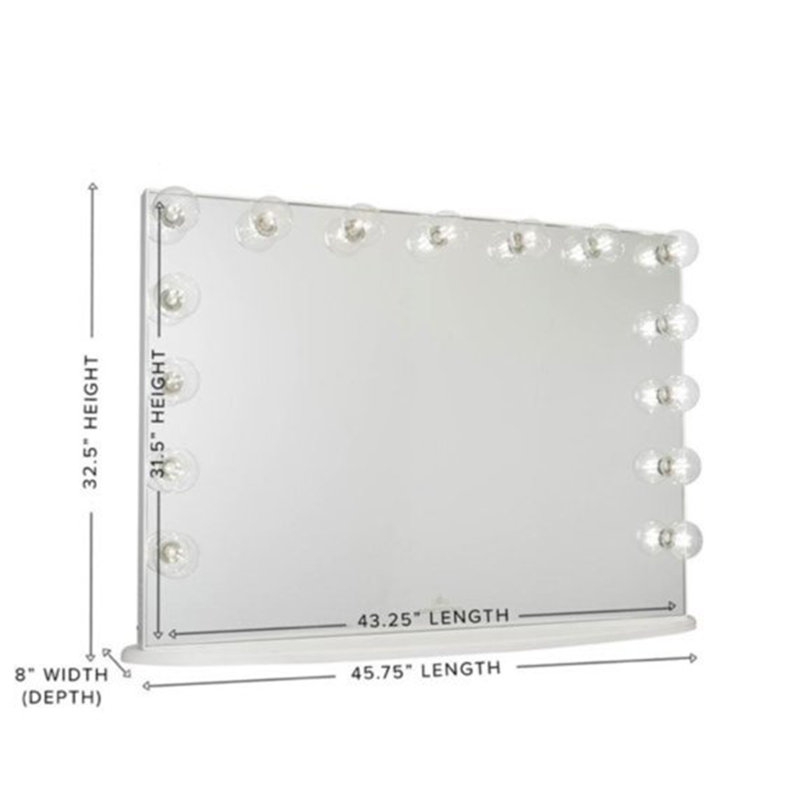 Hollywood Glow Pro Vanity Mirror with 15 Clear LED Bulbs Tabletop Vanity Mirror Wireless Speaker, White