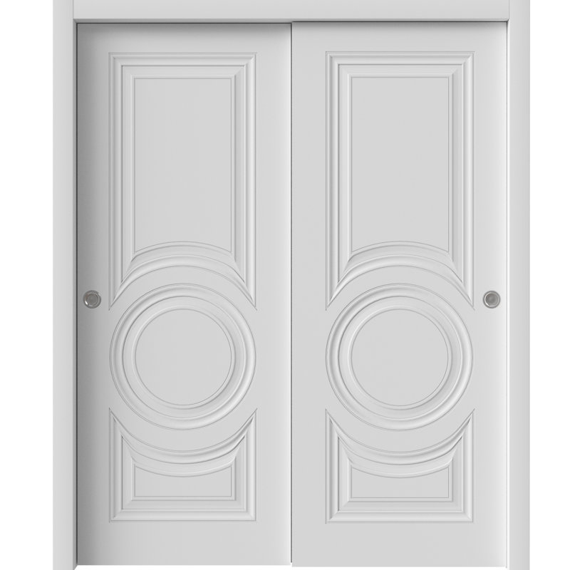 Portes coulissantes pour garde-robe coulissantes | Essentiel 1801 blanc | Ensemble de quincaillerie Rails | Portes de garde-robe de chambre en bois massif