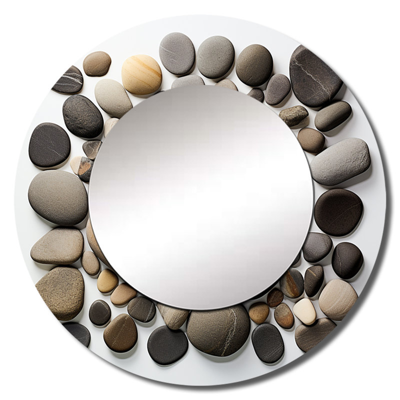 Beach Photo Harmonious Balance I - Collage Round Mirror Wall Decor, 23" x 23"