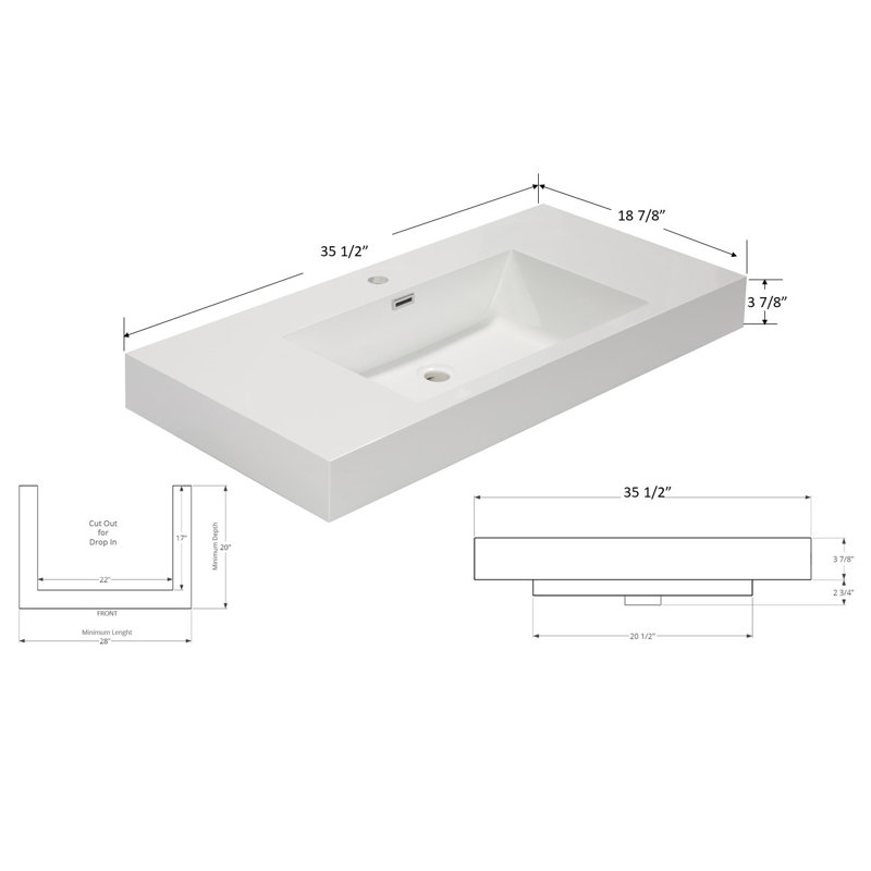 Lavabo de salle de bain rectangulaire pour bateau Venice