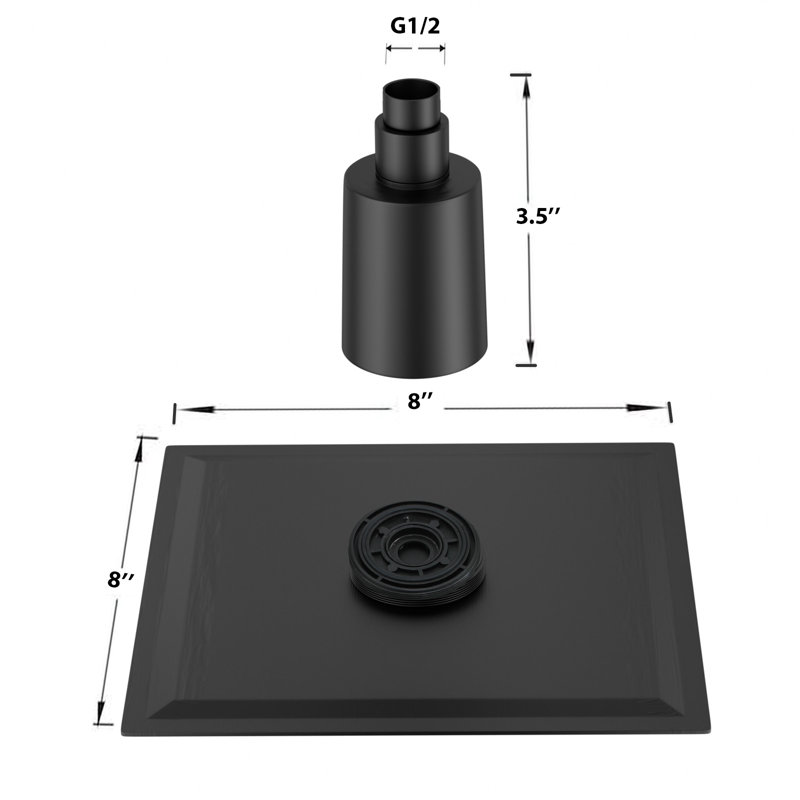8 Inch Stainless Steel Filter Shower Head with KDF - 55 and Calcium Sulfite Balls Square Rain Shower Head, Matte Black