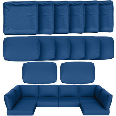 Cartert 14 Pcs Outdoor Cushion Cover Set For 4" Outdoor Cushions Patio Furniture Cushion Covers, Covers Only