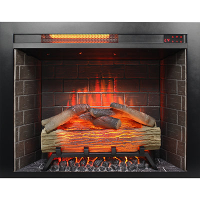 Electric Fireplace With 3D Flame Effect - 28 Inch Infrared, 1500W Heat, 4 Colors, Adjustable Brightness & Speed, Double , Wall Mount Or Insert Infrared Inch, Brightness, Timing Function, Vent