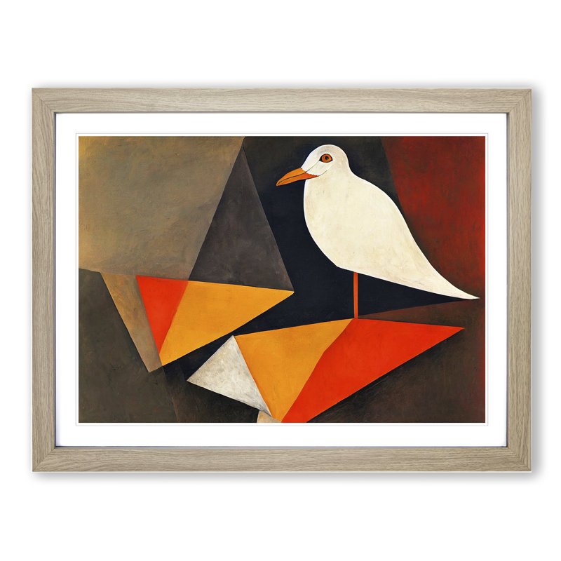 Seagull Abstract Vol.2 - Framed Print, 25cm H x 34cm W x 2cm D, Oak 