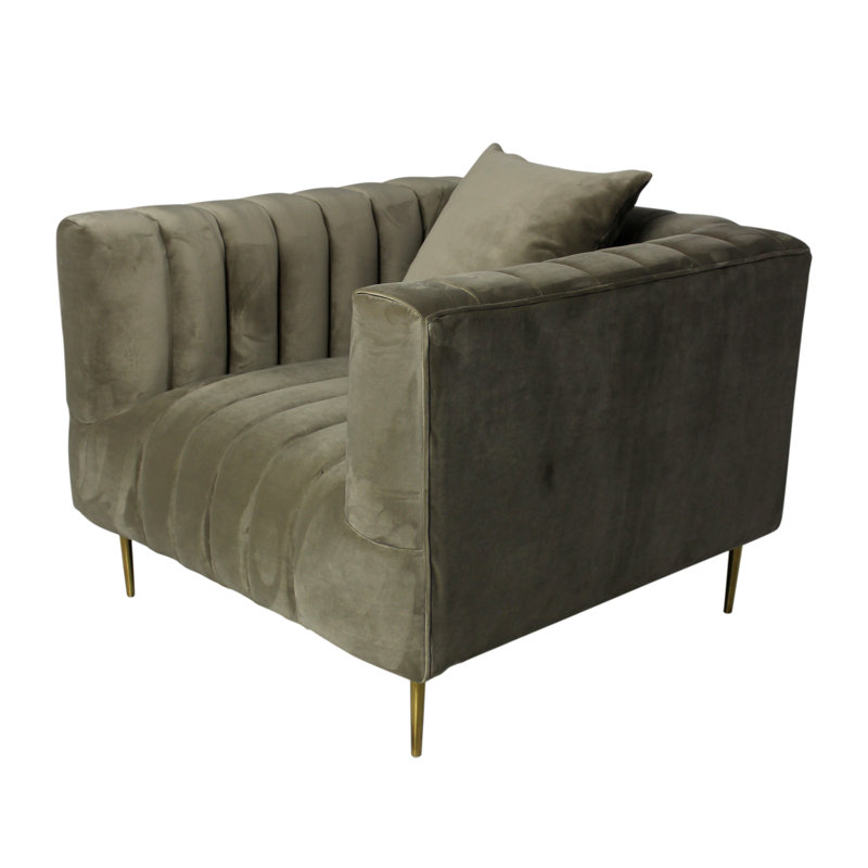 Gleaves Velvet Accent Chair, Beige Velvet