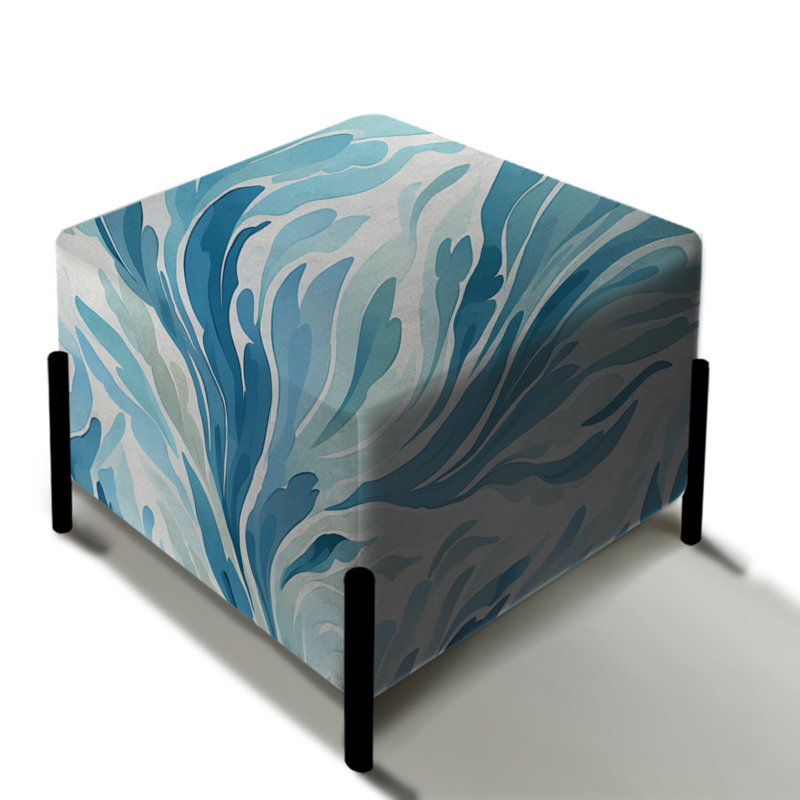 Ikat Breeze II bleu et blanc - repose-pieds carré Ikat