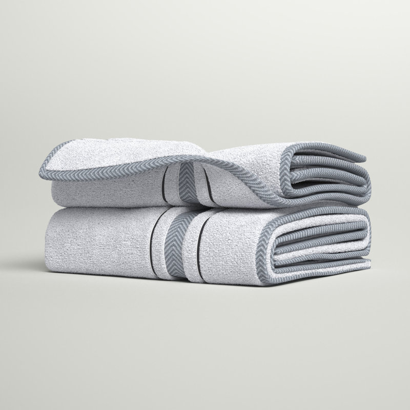 Ensemble de serviettes de bain en coton turc 2 pièces Harleigh, Argent