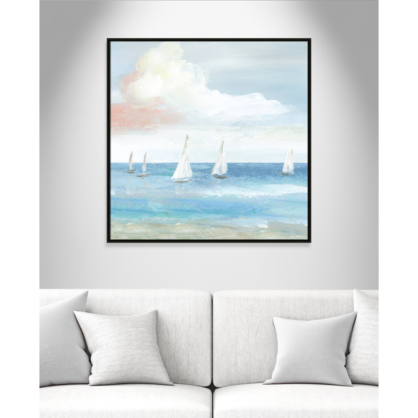 Ibis "Beach Sail Bliss" Print by Nan, 37.5" H x 37.5" W x 2" D, Espresso