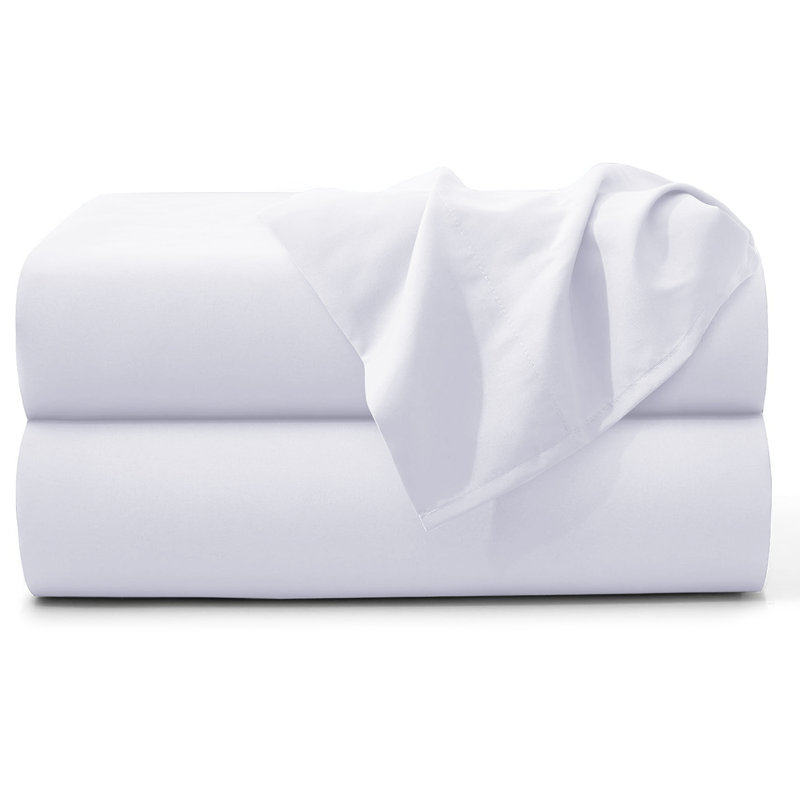 Sidak 100% Cotton Brushed Flat Sheet, White, Double (4'6)