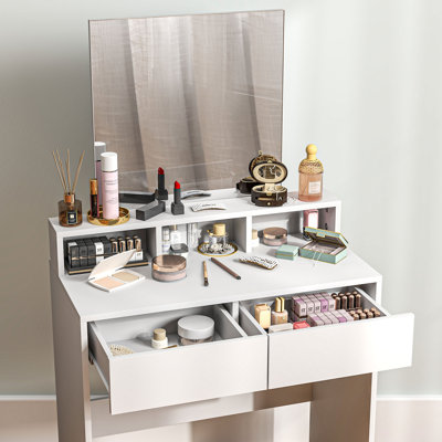 Bureau de coiffeuse avec miroir et tiroirs