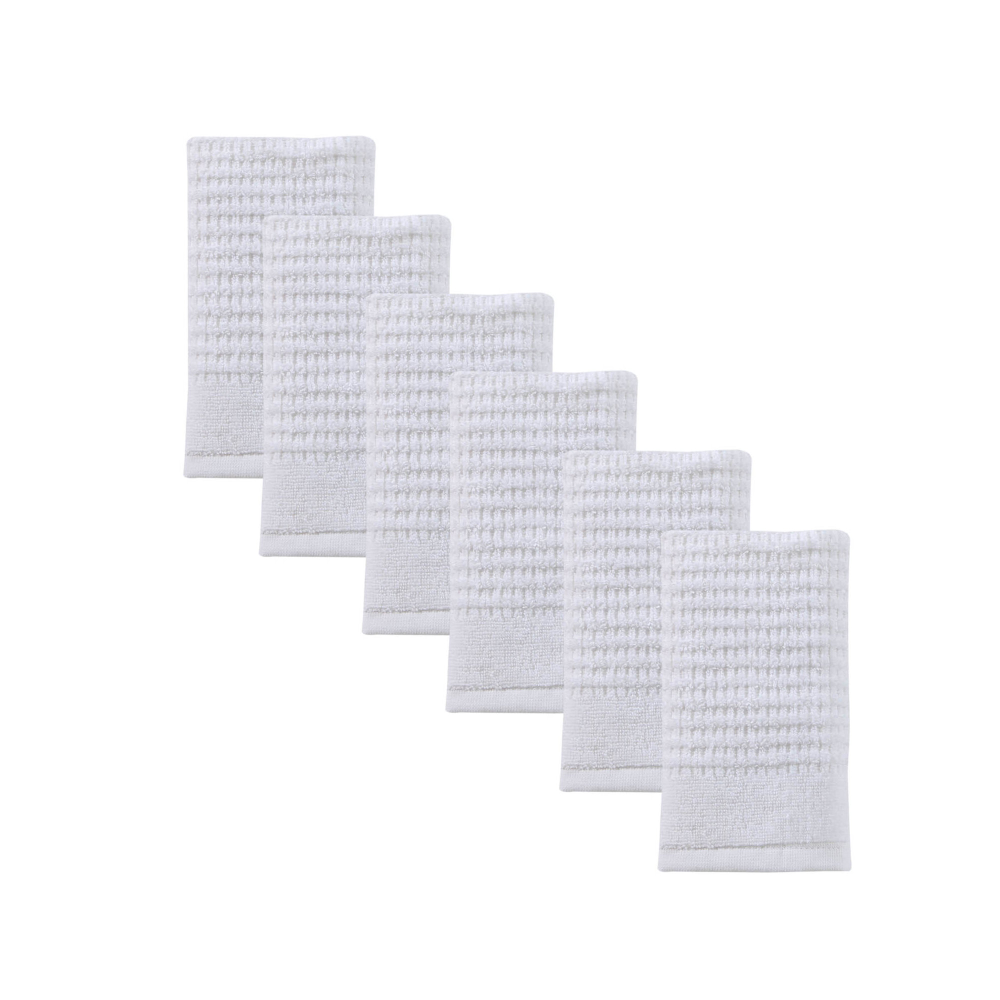 Earline 6 Piece Turkish Cotton Washcloth Towel Set, White