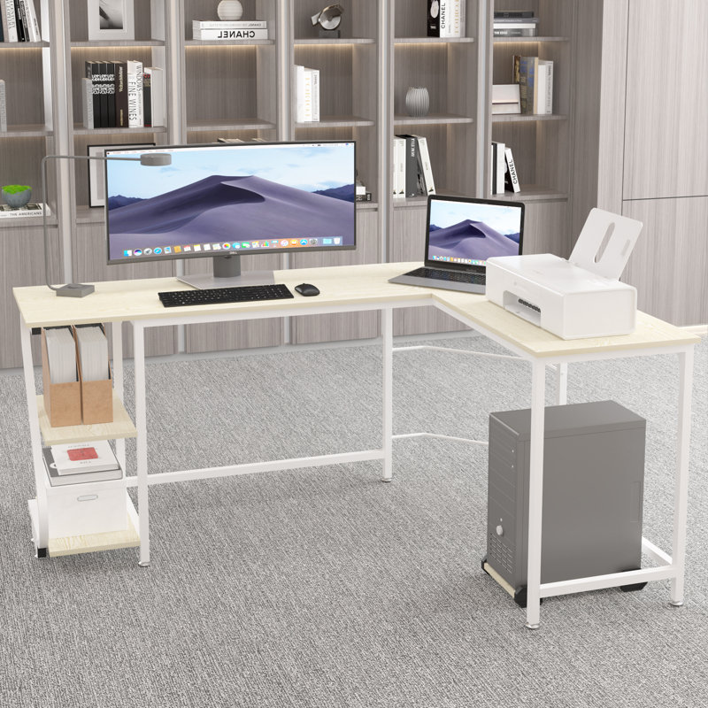 Bureau en L Lantz, Hêtre / blanc, Retour à gauche