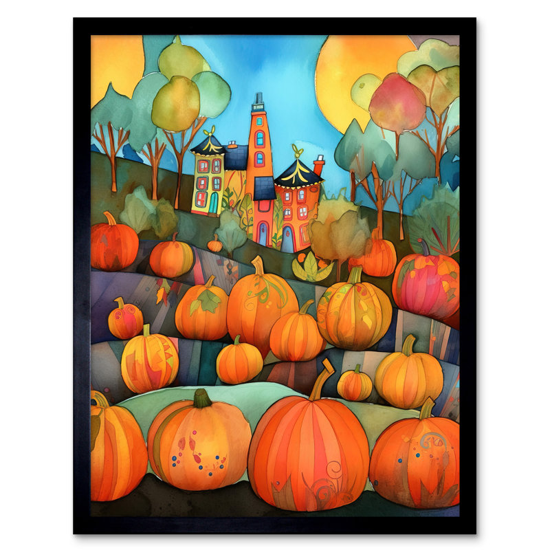 Lineke Farm House Halloween Pumpkin Patch - Single Picture Frame Print