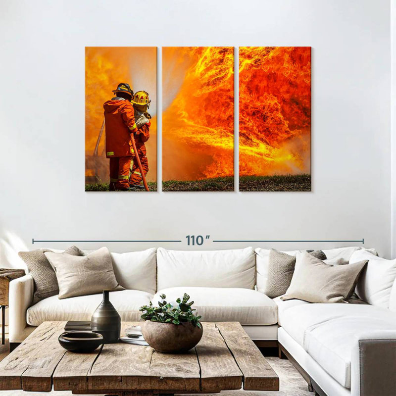 Lelar Blazing Fire Firefighters, 48" H x 74" W