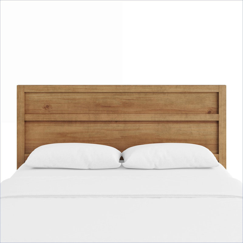 Queen Size Panel Headboard, Modern Minimalist Solid Wood Brown-Toned Bed Component for Bedroom Style Refresh