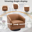 Fauteuil demi-tonneau pivotant en similicuir brun avec base en bois massif Applewold-1139469078
