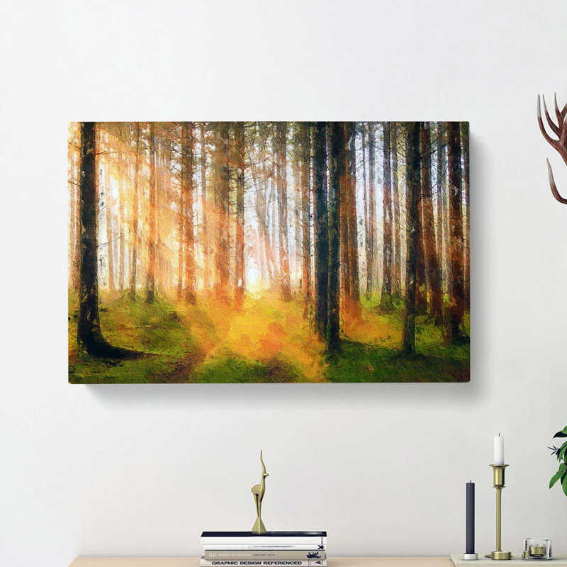Rays Of Light Through An Autumn Forest - Wrapped Canvas, 40cm H x 60cm W x 3cm D