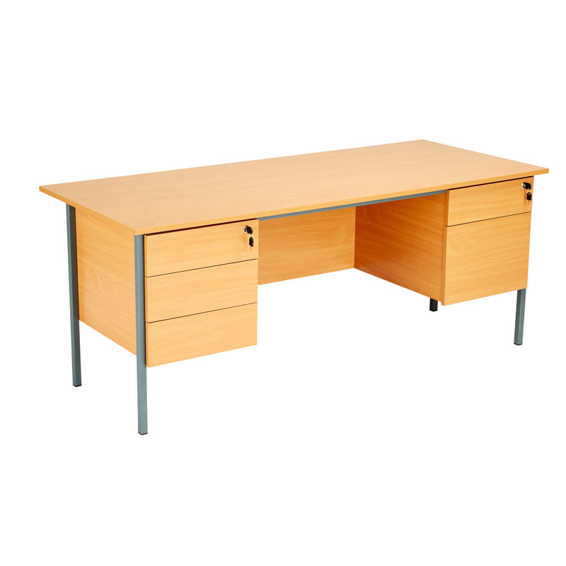 Brnaba Metal Base Computer Desk, Beech