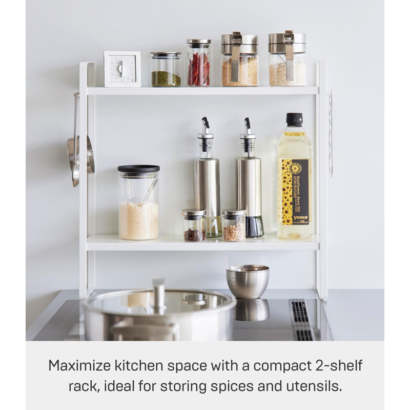 White Steel Two-Tier Countertop Kitchen Storage Rack